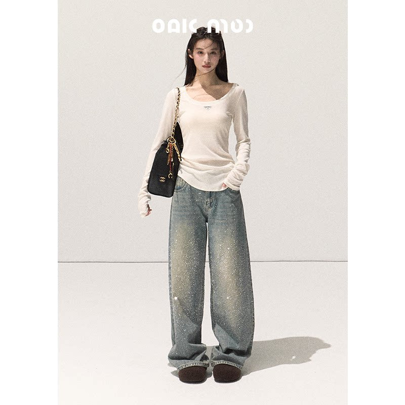 リヨセルウール 長袖 ニットTシャツ インナー ウエストシェイプ