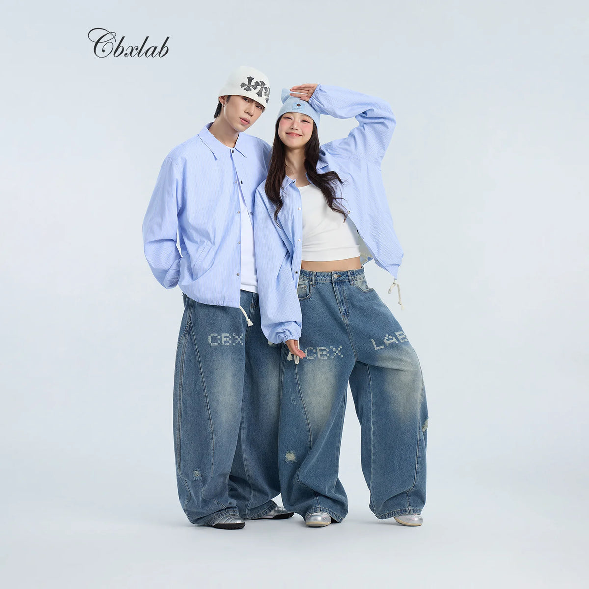 綿混デニムロングパンツ