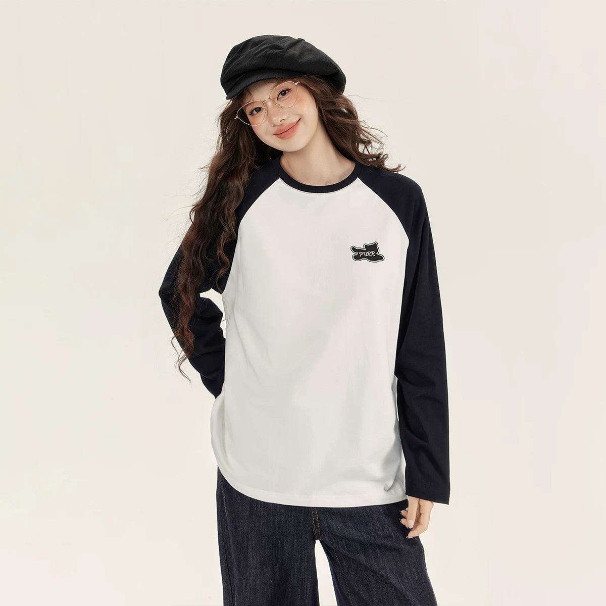 ロゴプリントラグラン長袖Tシャツ