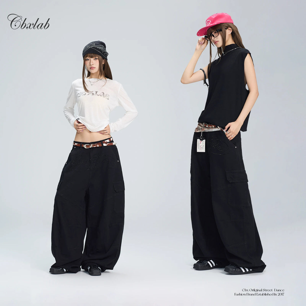 ラインストーンルーズデニムパンツ