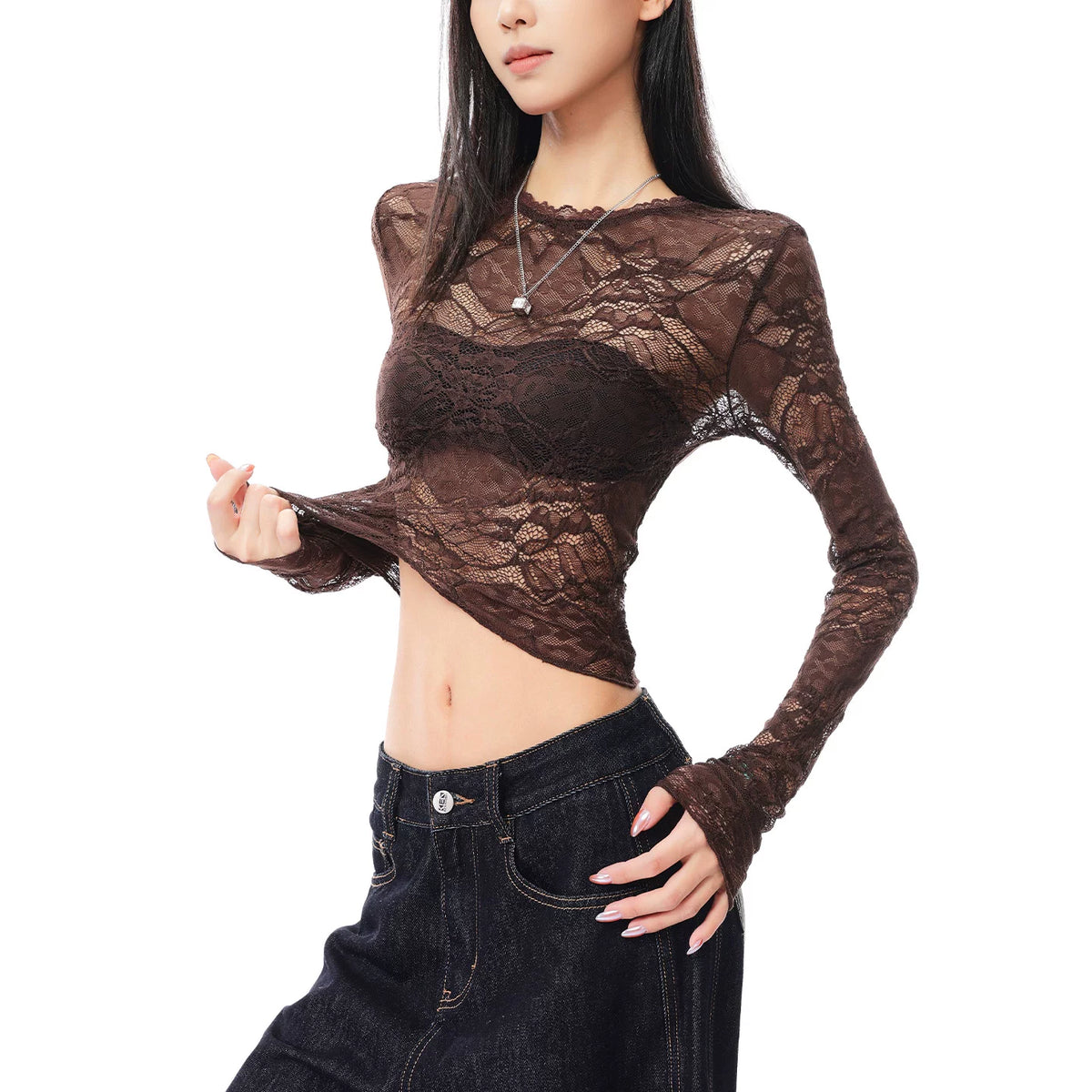 レース長袖Tシャツ