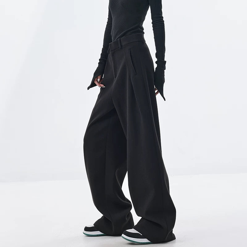 ブラックワイドスラックス（厚手・ロング丈）