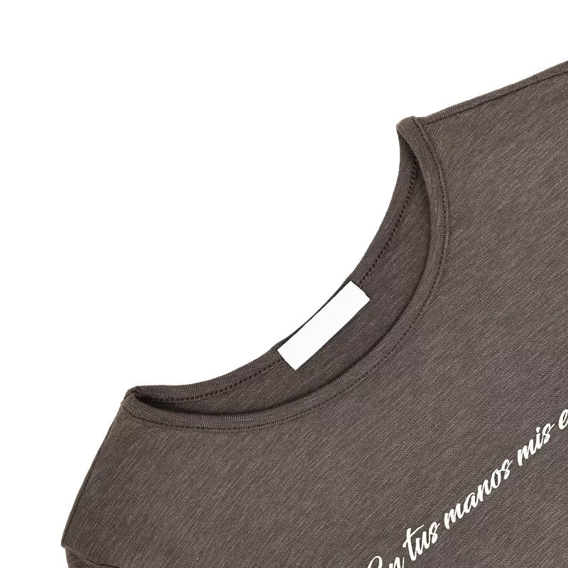 プリントフレアスリーブ長袖Tシャツ（ブラウン）