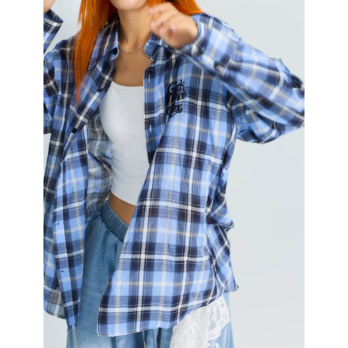 綿100%チェック柄シャツジャケット