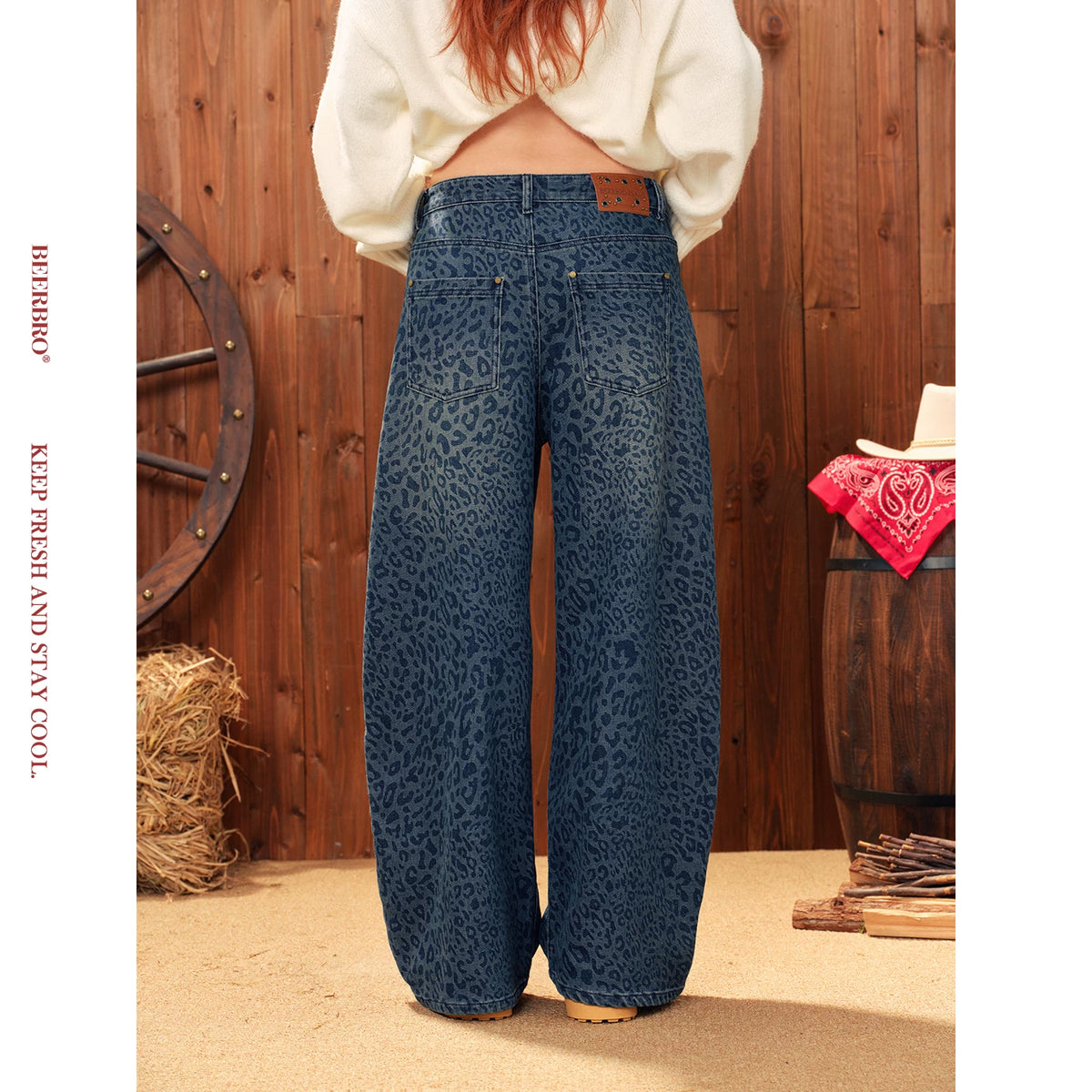 レオパード カーブデニムパンツ