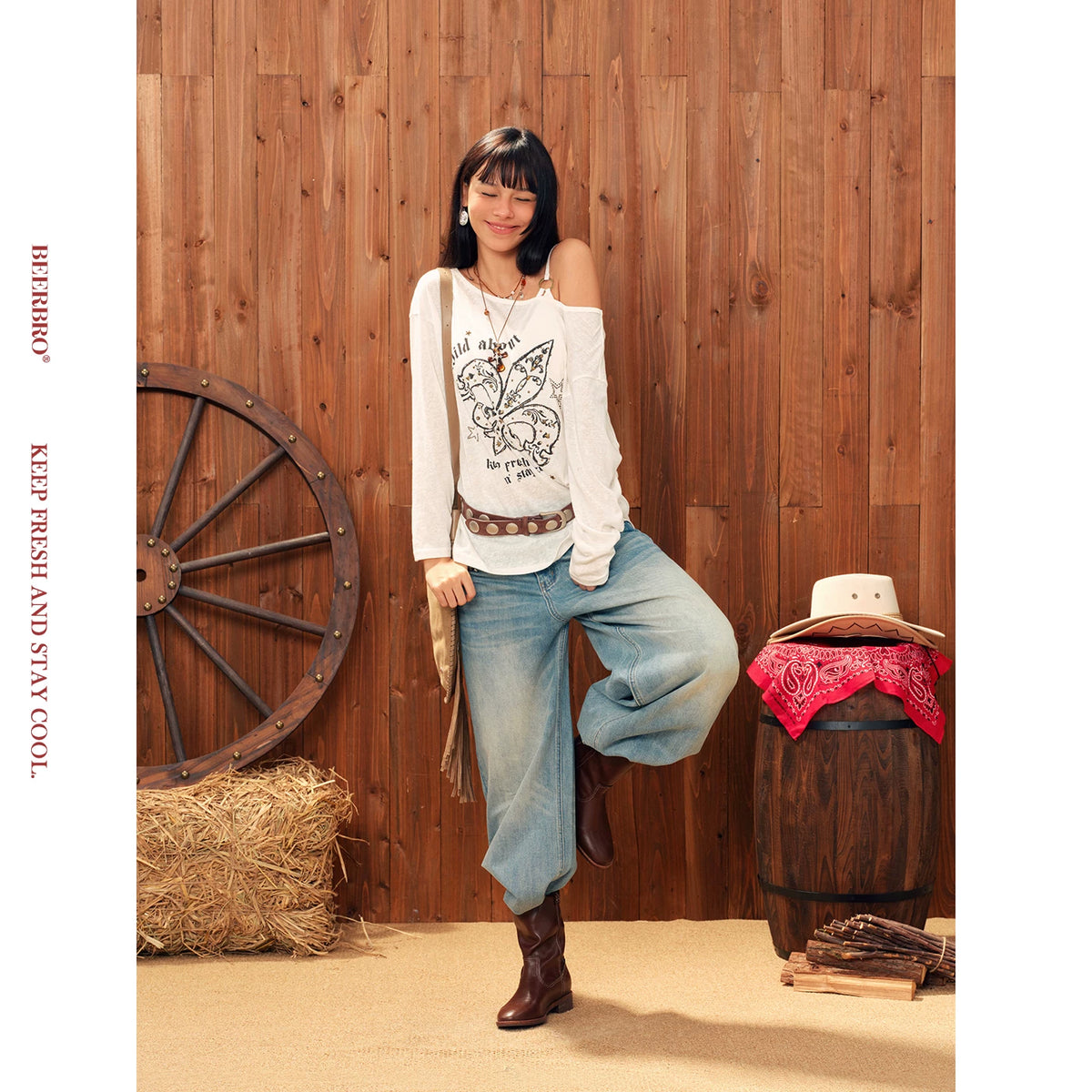 アシンメトリー ワンショルダー 薄手Tシャツ 2点セット