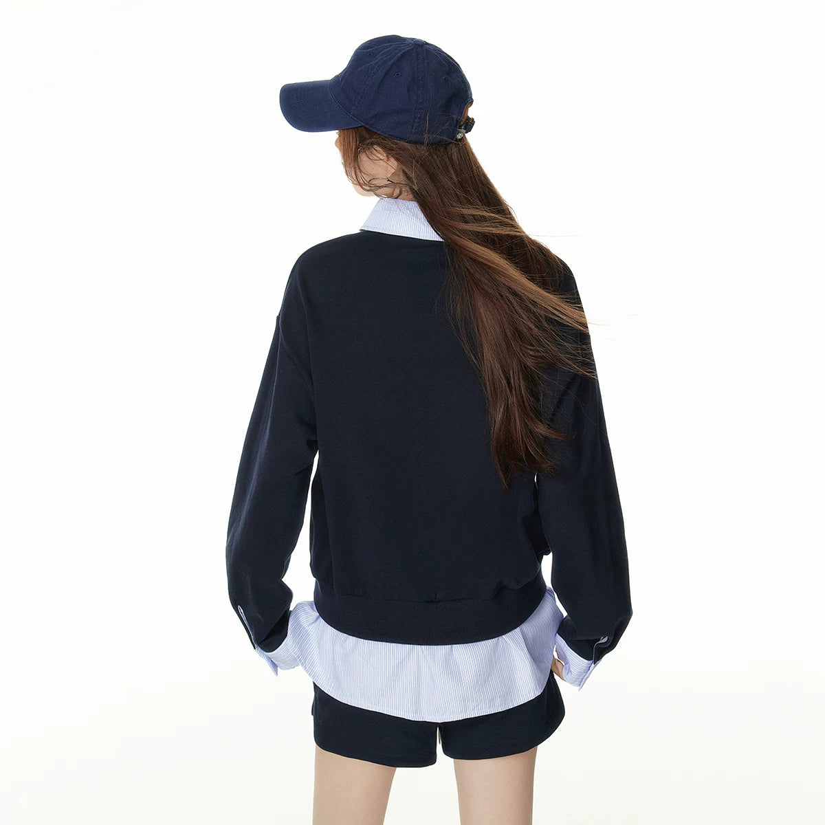 フェイクレイヤード スウェット＆ショートパンツ セット