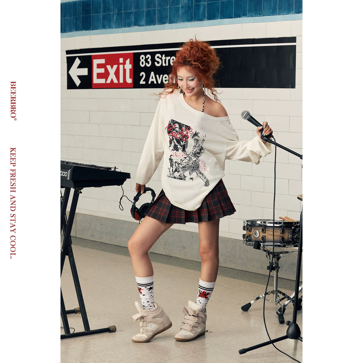 2WAYオフショルダー長袖Tシャツ