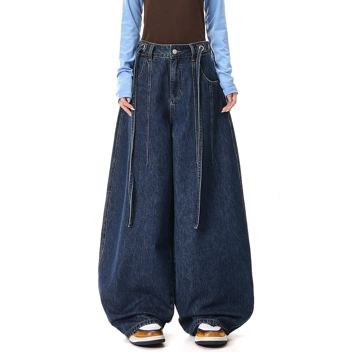 ハイウエストワイドデニムパンツ（ロング丈）