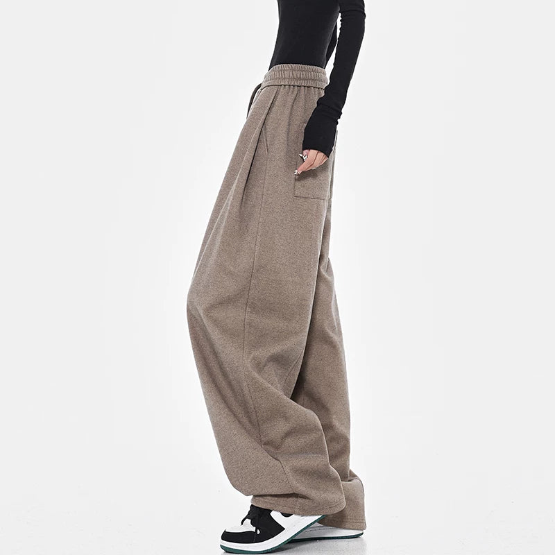厚手ストレートワイドパンツ