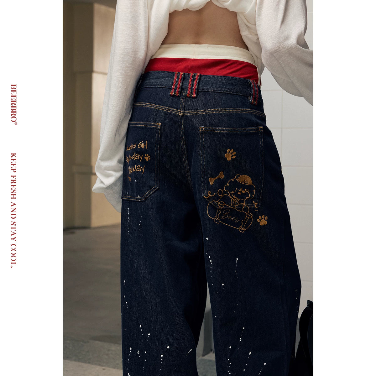 スプラッシュペイントワイドデニムパンツ
