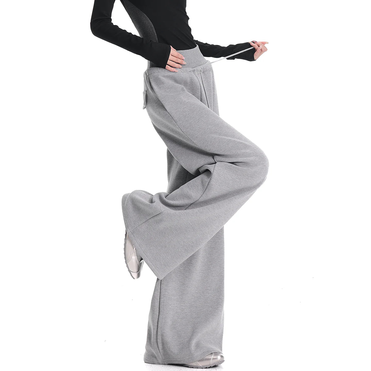 グレーワイドスウェットパンツ