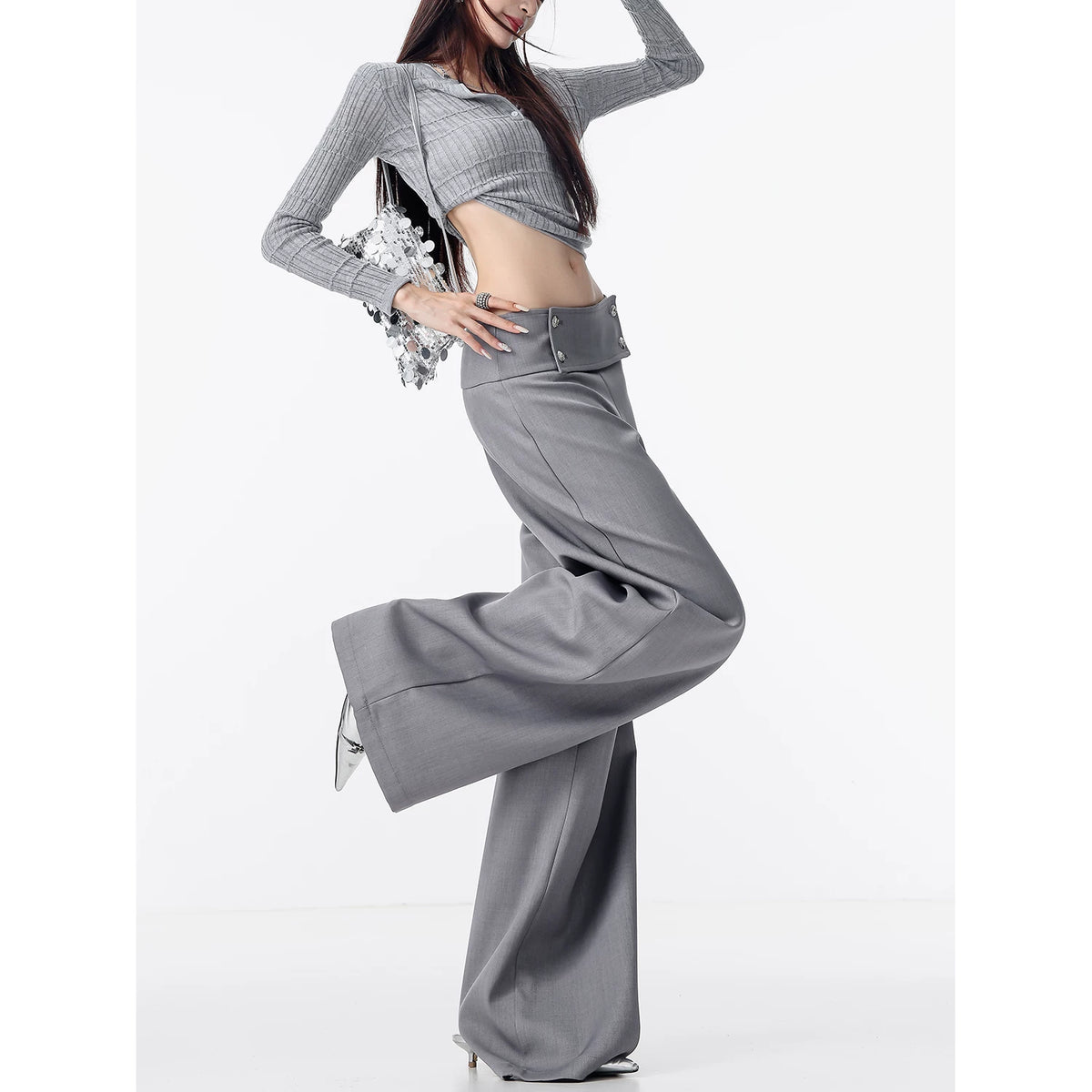 ダブルボタン ストレートワイドスラックス