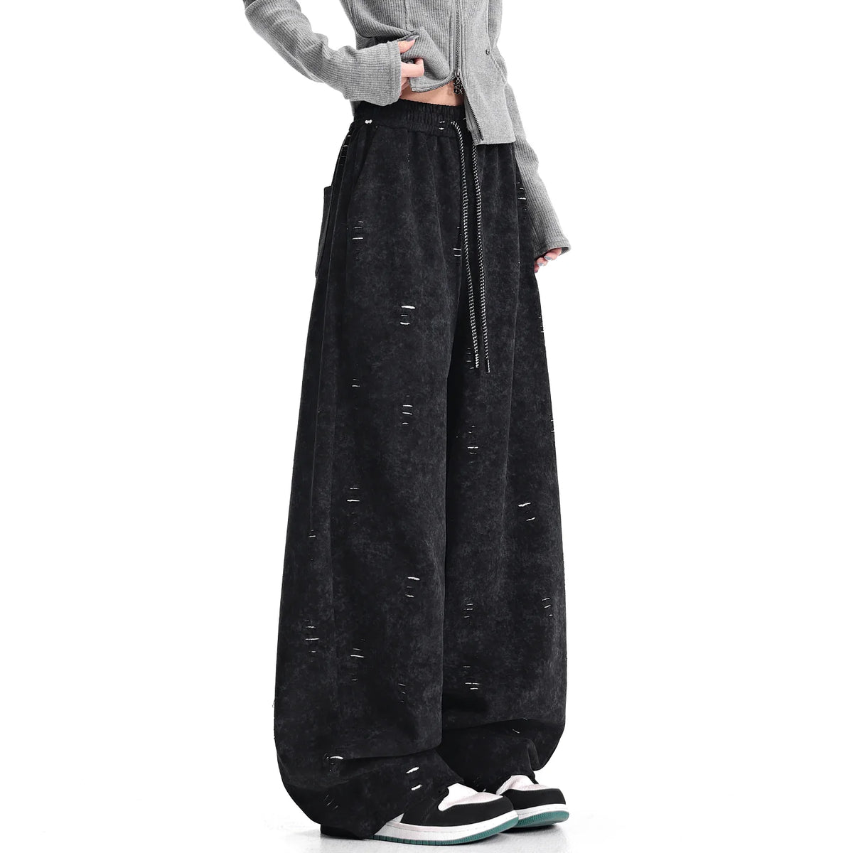 ダメージ加工カーブスウェットパンツ