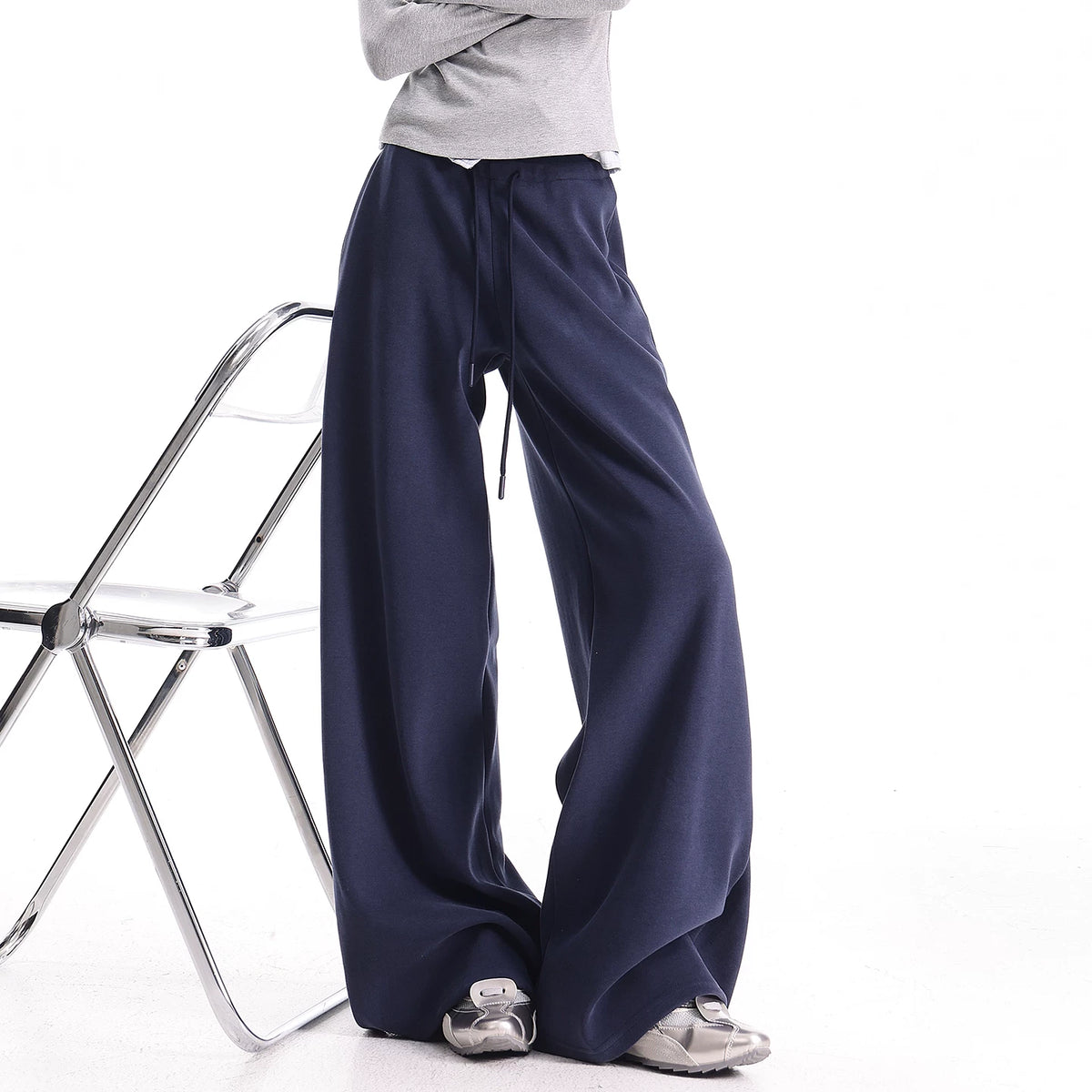 ブルーワイドスウェットパンツ