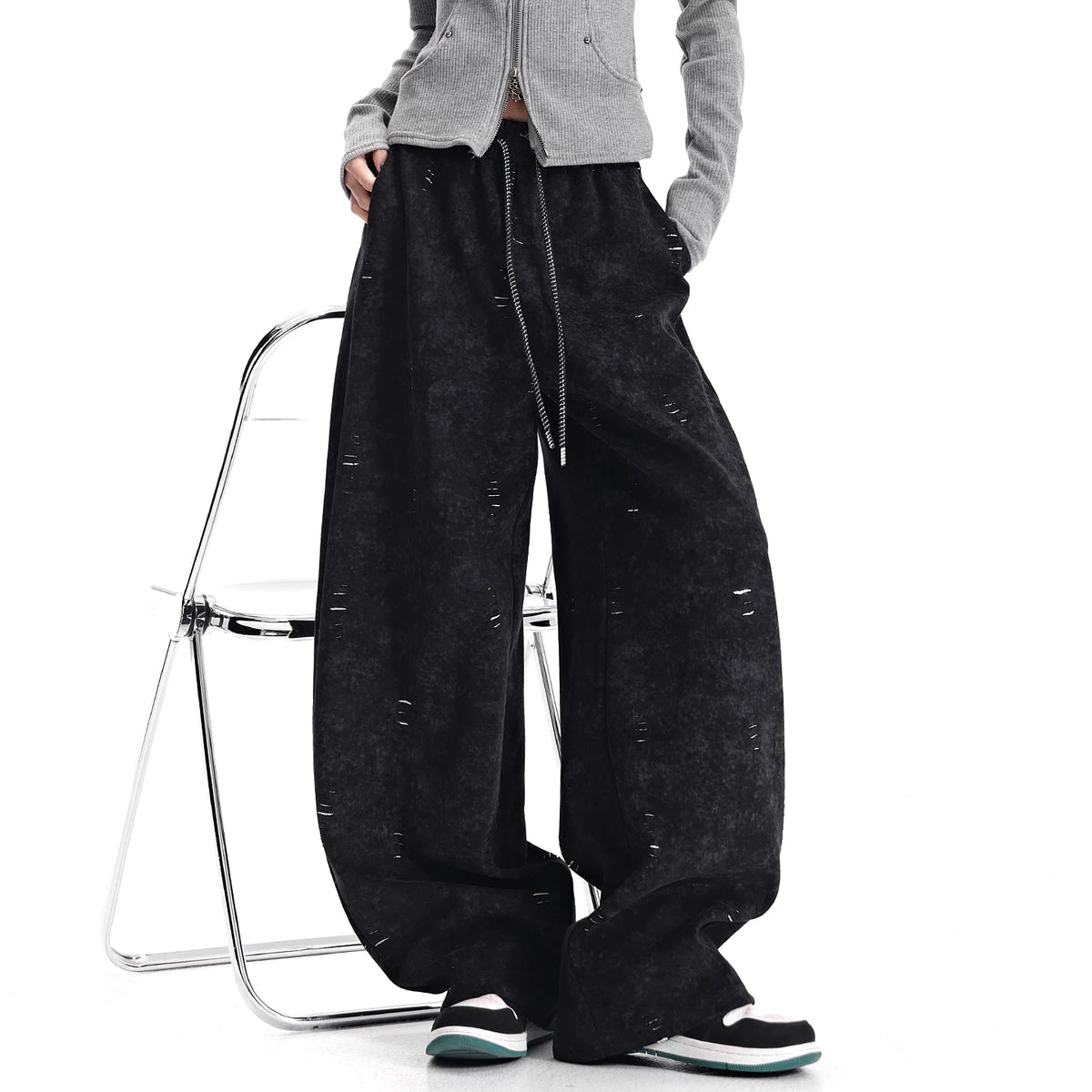 ダメージ加工カーブスウェットパンツ