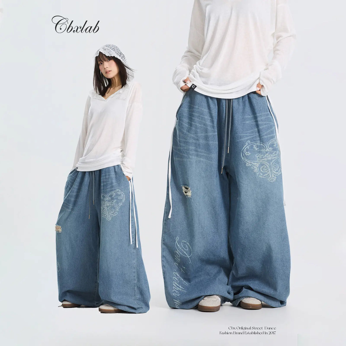 ウォッシュブルーデニムパンツ