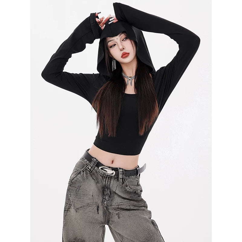 フード付き ショート丈ジャケット