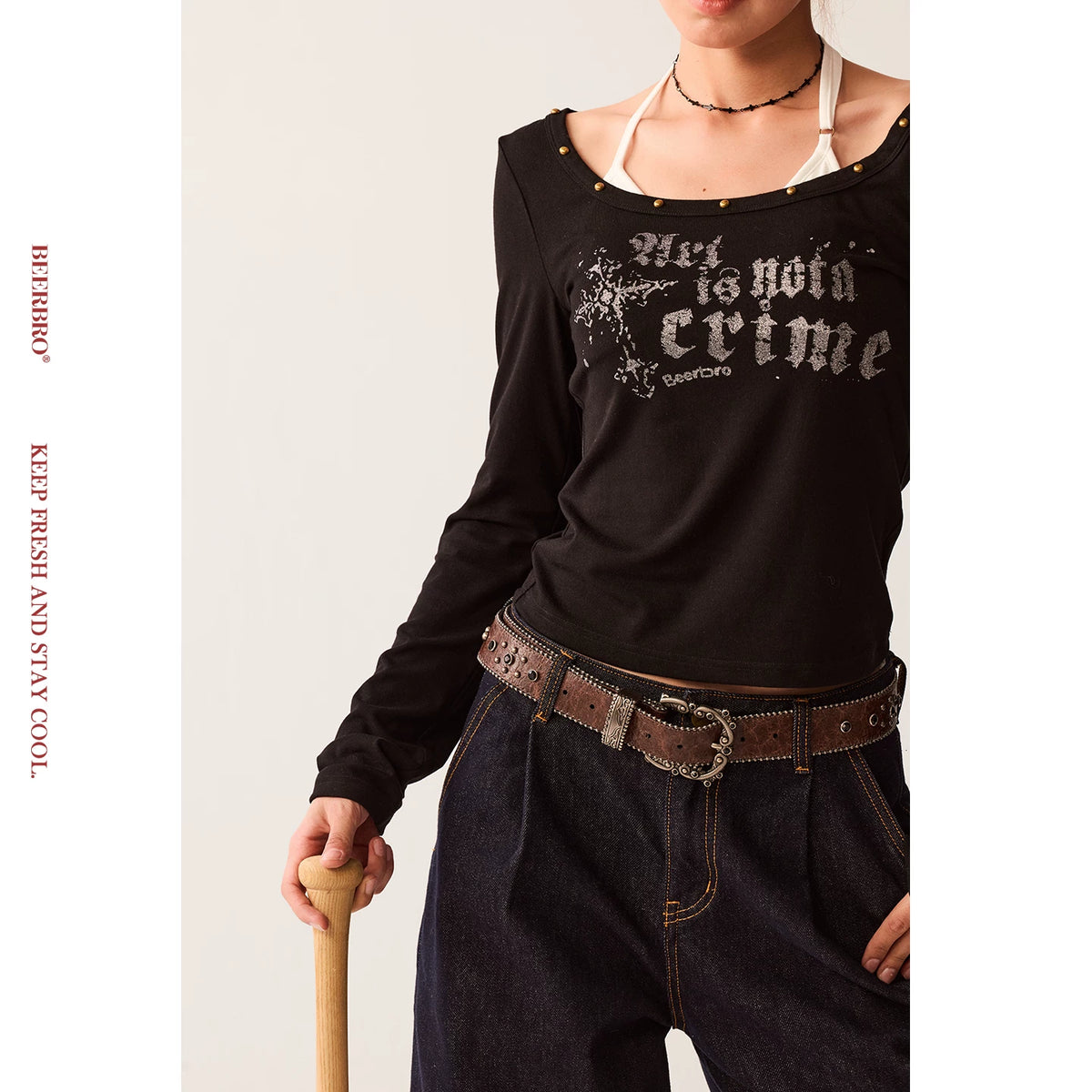 ラメプリント ストレッチ 長袖Tシャツ 2点セット