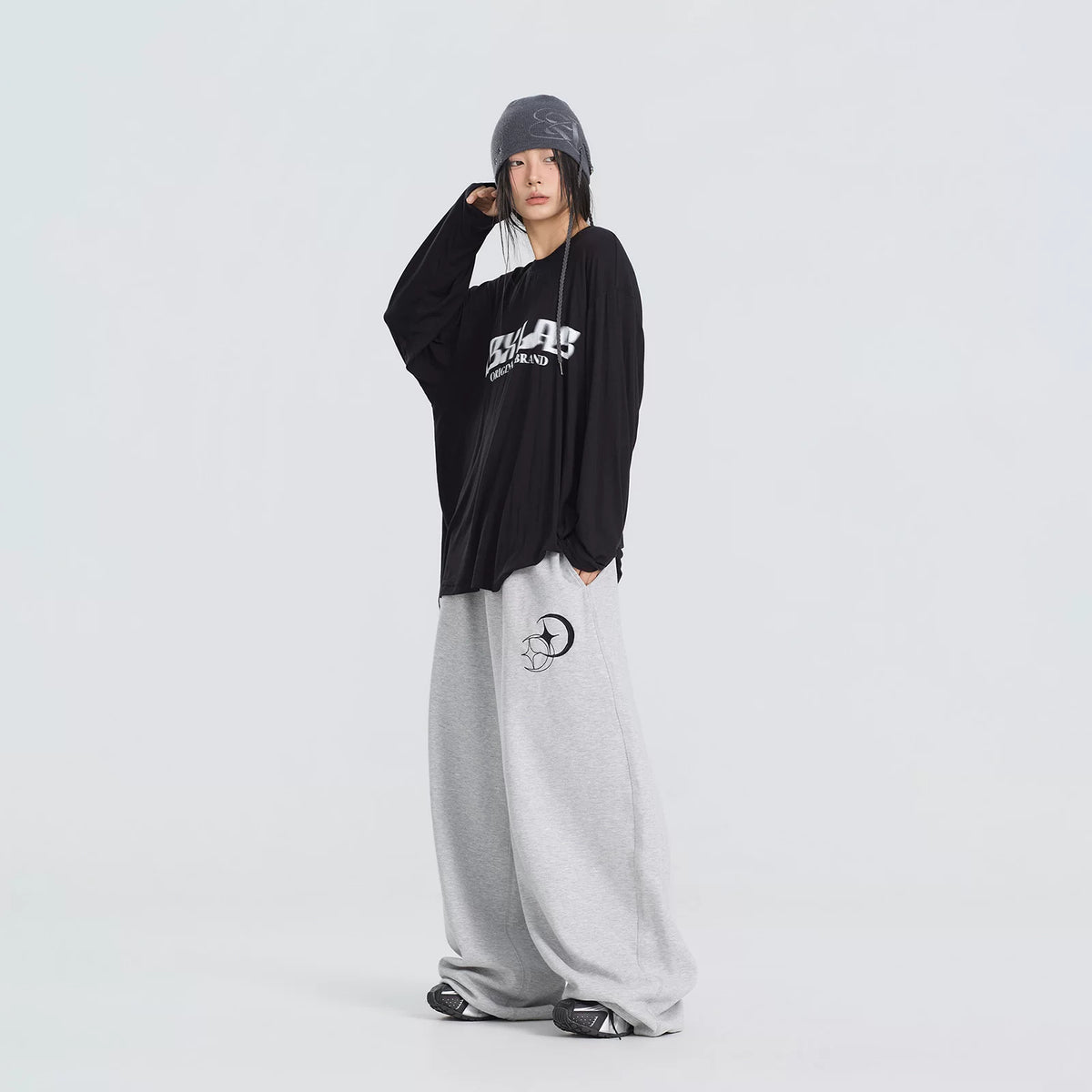 綿混ストレートパンツ