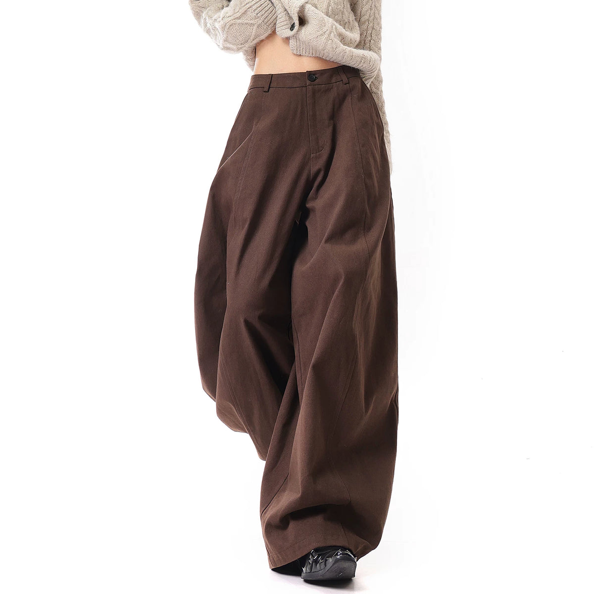 ハイウエスト カーブワイドパンツ