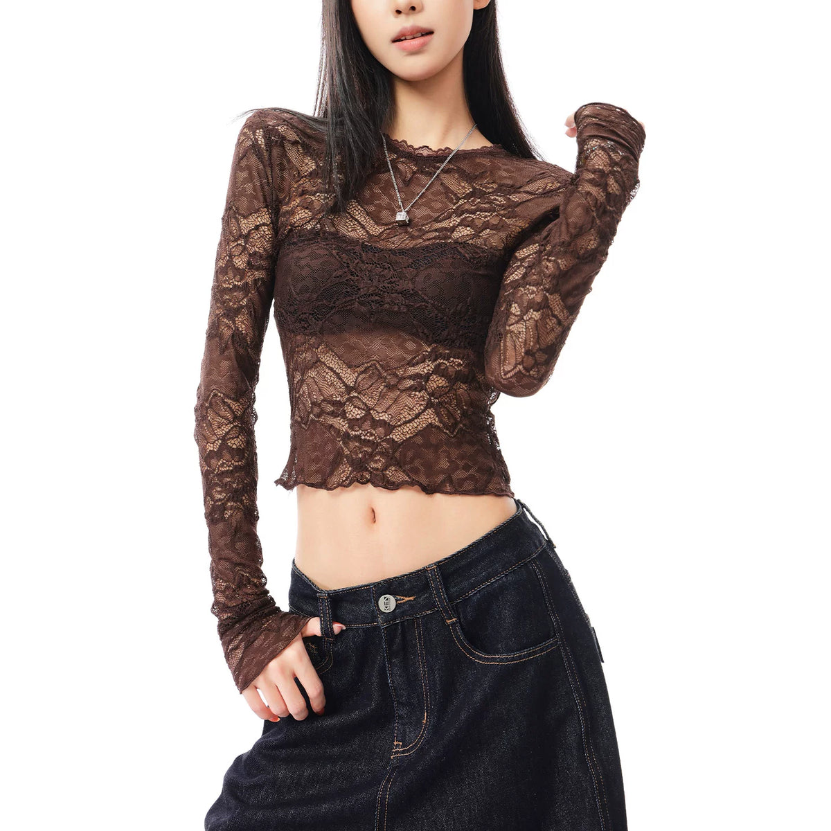 レース長袖Tシャツ