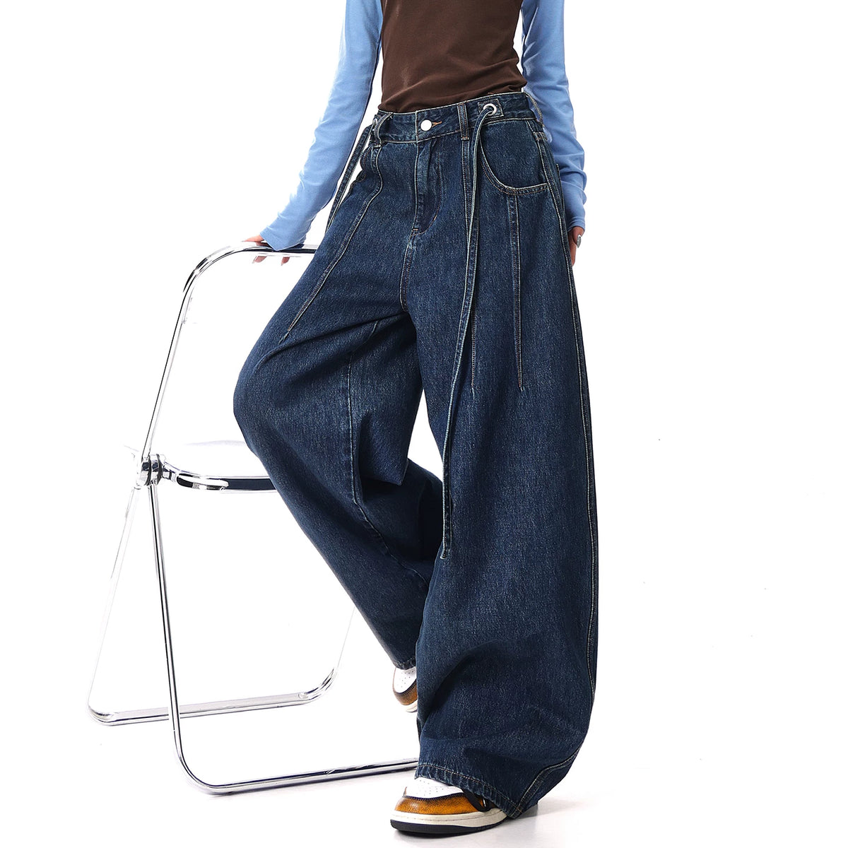 ハイウエストワイドデニムパンツ（ロング丈）