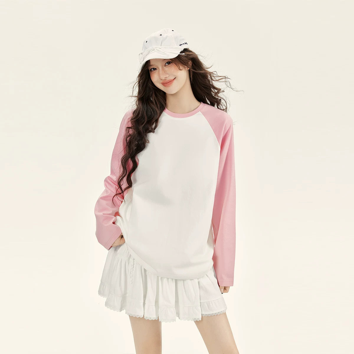 配色ラグラン長袖Tシャツ