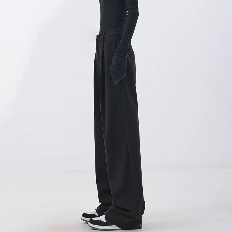 ウール調ストレートワイドパンツ