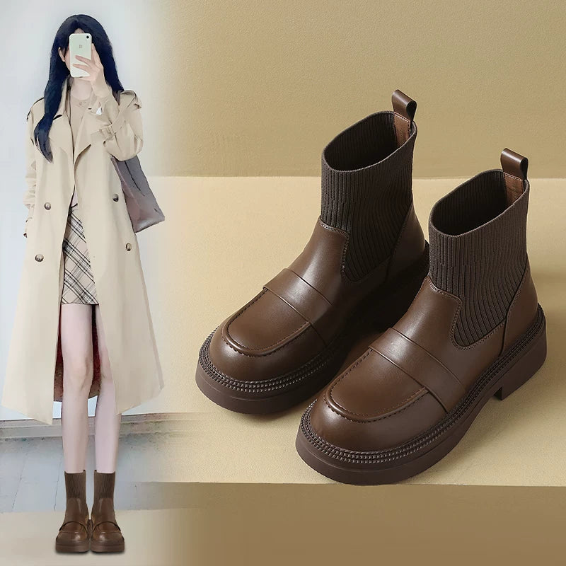 厚底ソックスブーツ