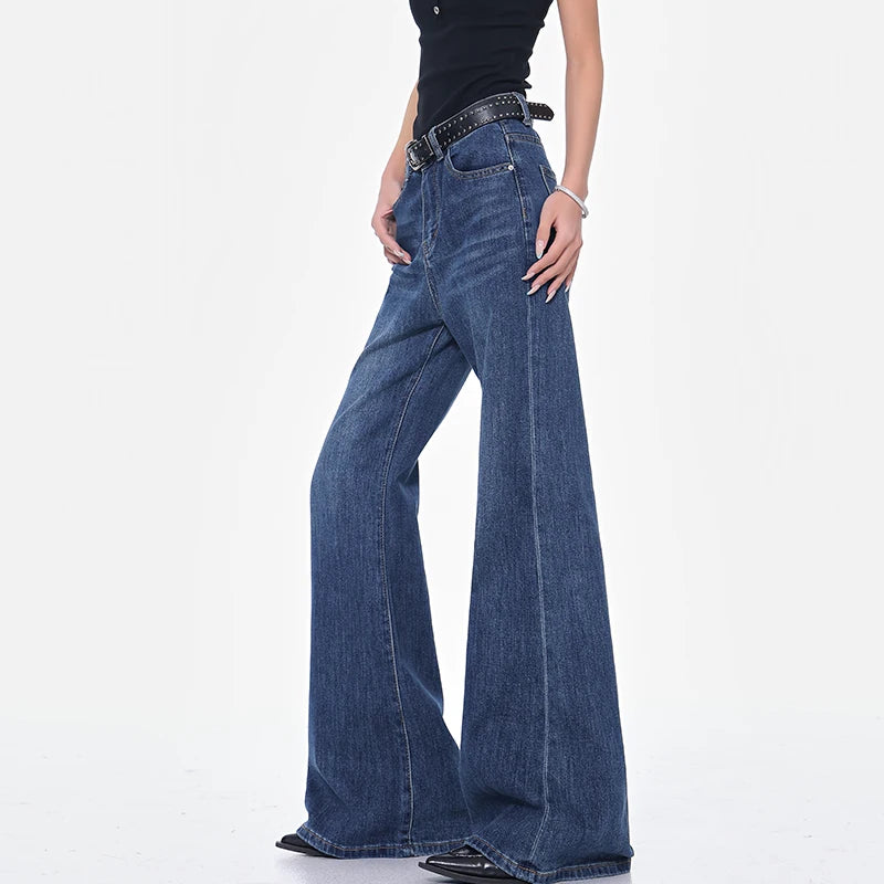 ストレッチハイウエストセミフレアデニム