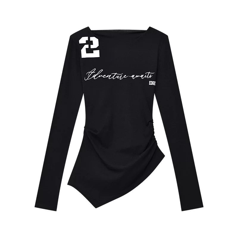プリントオフショルダー長袖Tシャツ