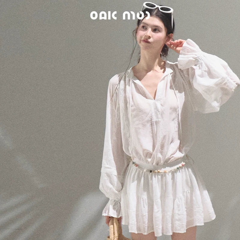 リヨセル パフスリーブトップス ティアードスカート セットアップ
