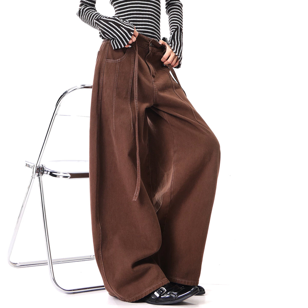 ハイウエストワイドデニムパンツ（ロング丈）
