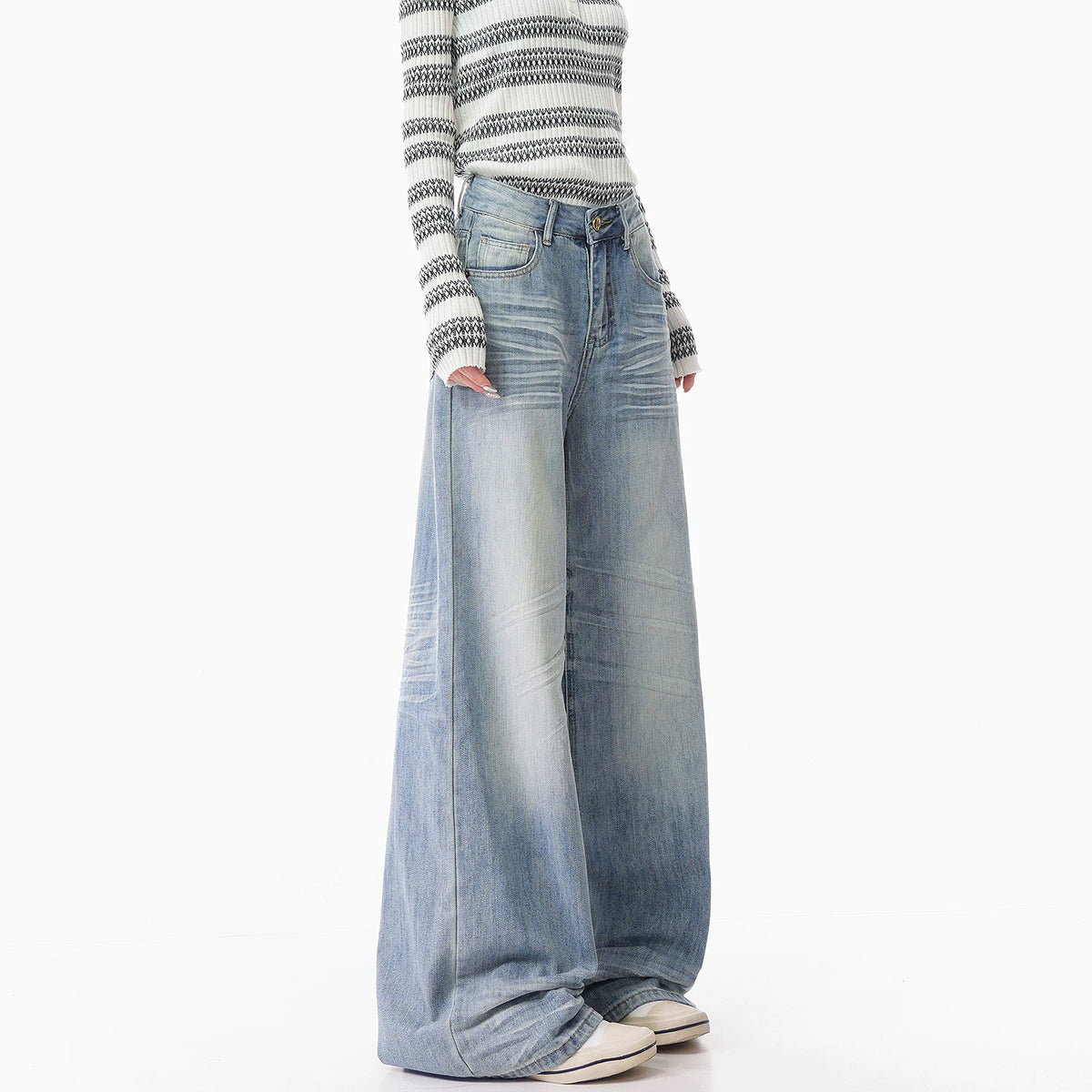ハイウエストストレートワイドデニムパンツ