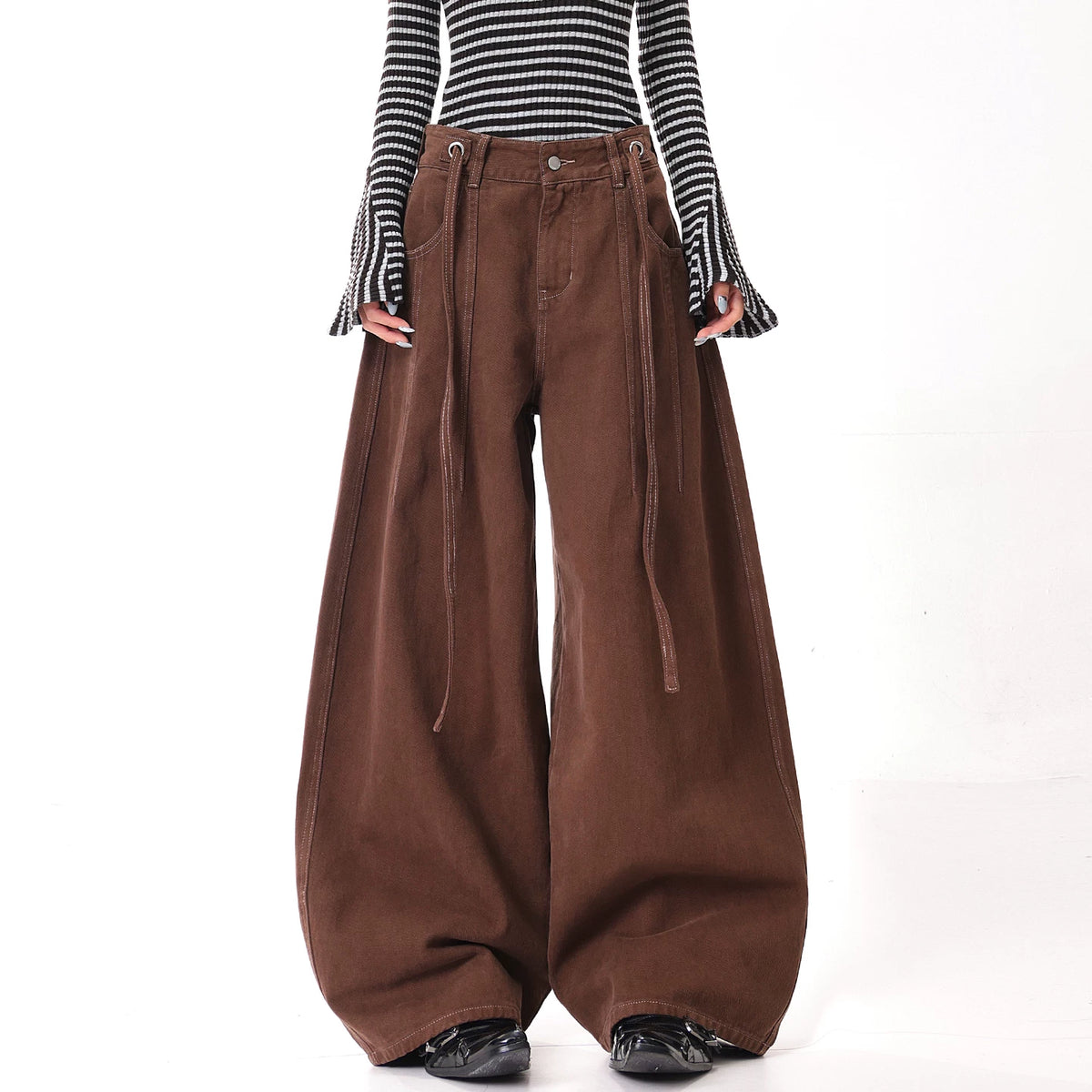 ハイウエストワイドデニムパンツ（ロング丈）