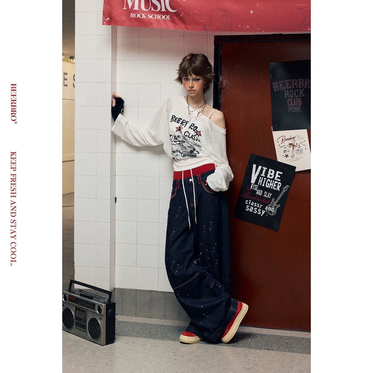 スプラッシュペイントワイドデニムパンツ