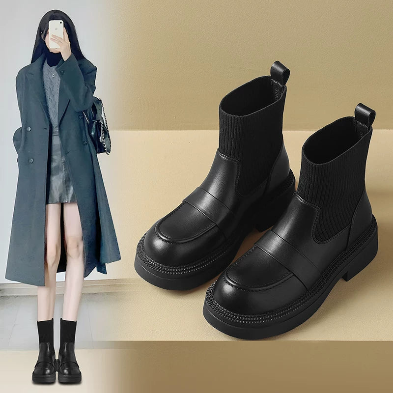厚底ソックスブーツ