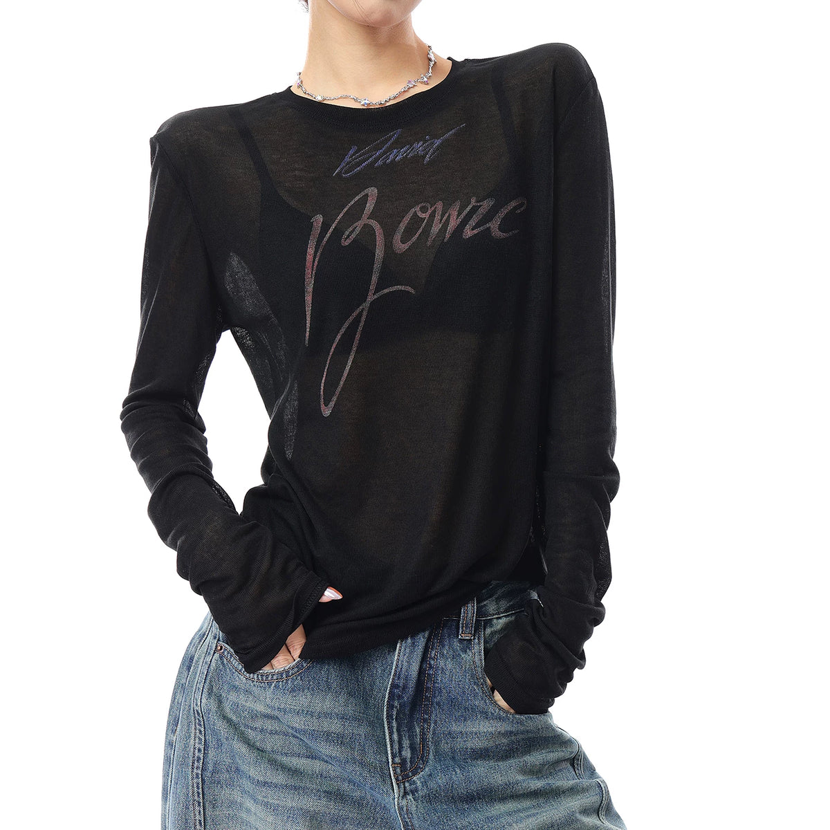 ヴィンテージプリント薄手長袖Tシャツ