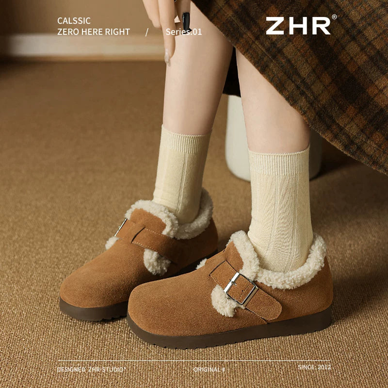 レザー厚底ボアクロッグ