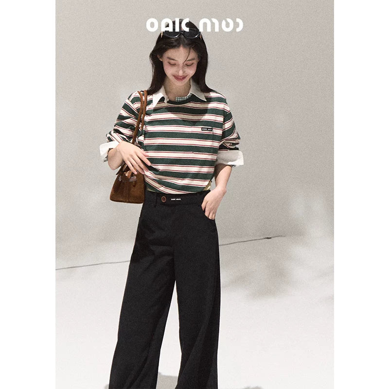 レイヤード風コーデュロイワイドパンツ