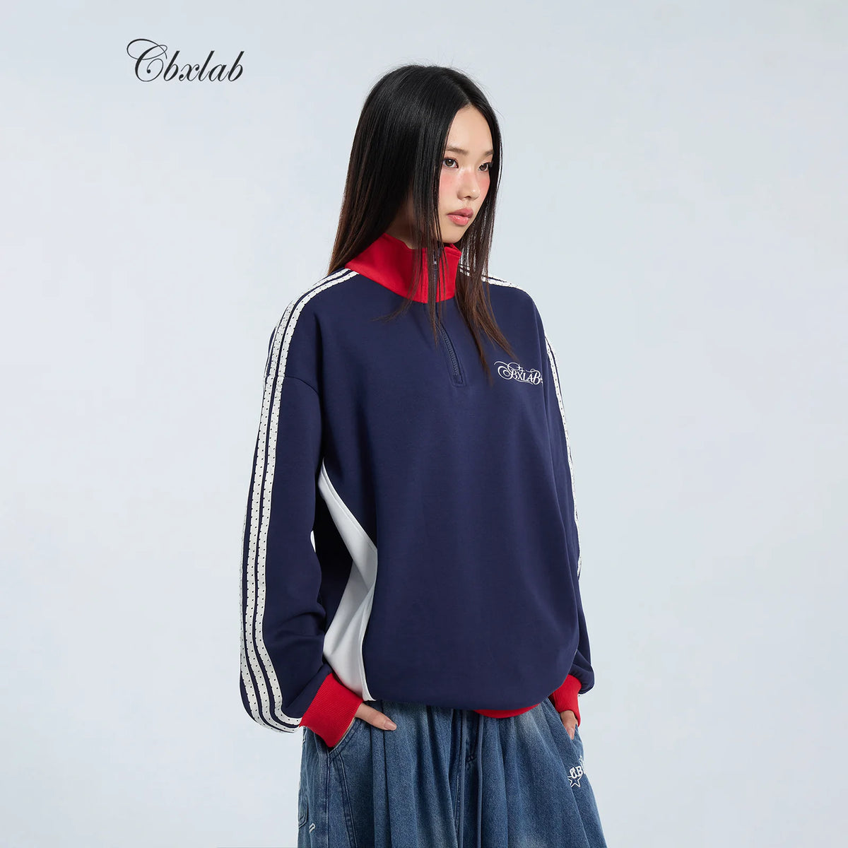 配色ドットテープゆったりスウェット