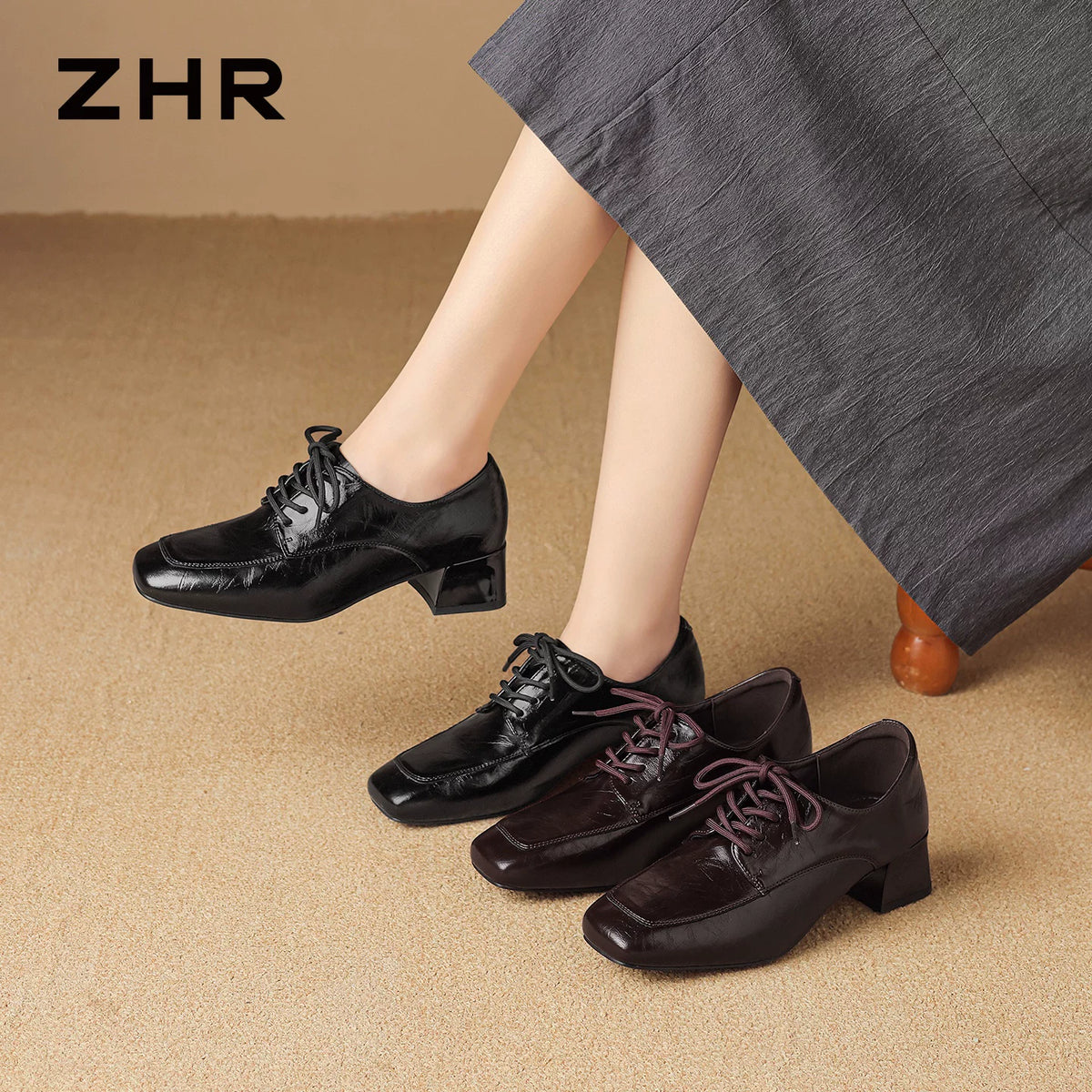 チャンキーヒールパンプス（ブラック）