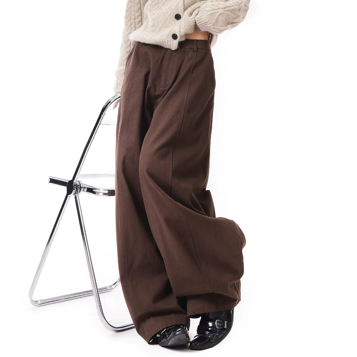 ハイウエスト カーブワイドパンツ