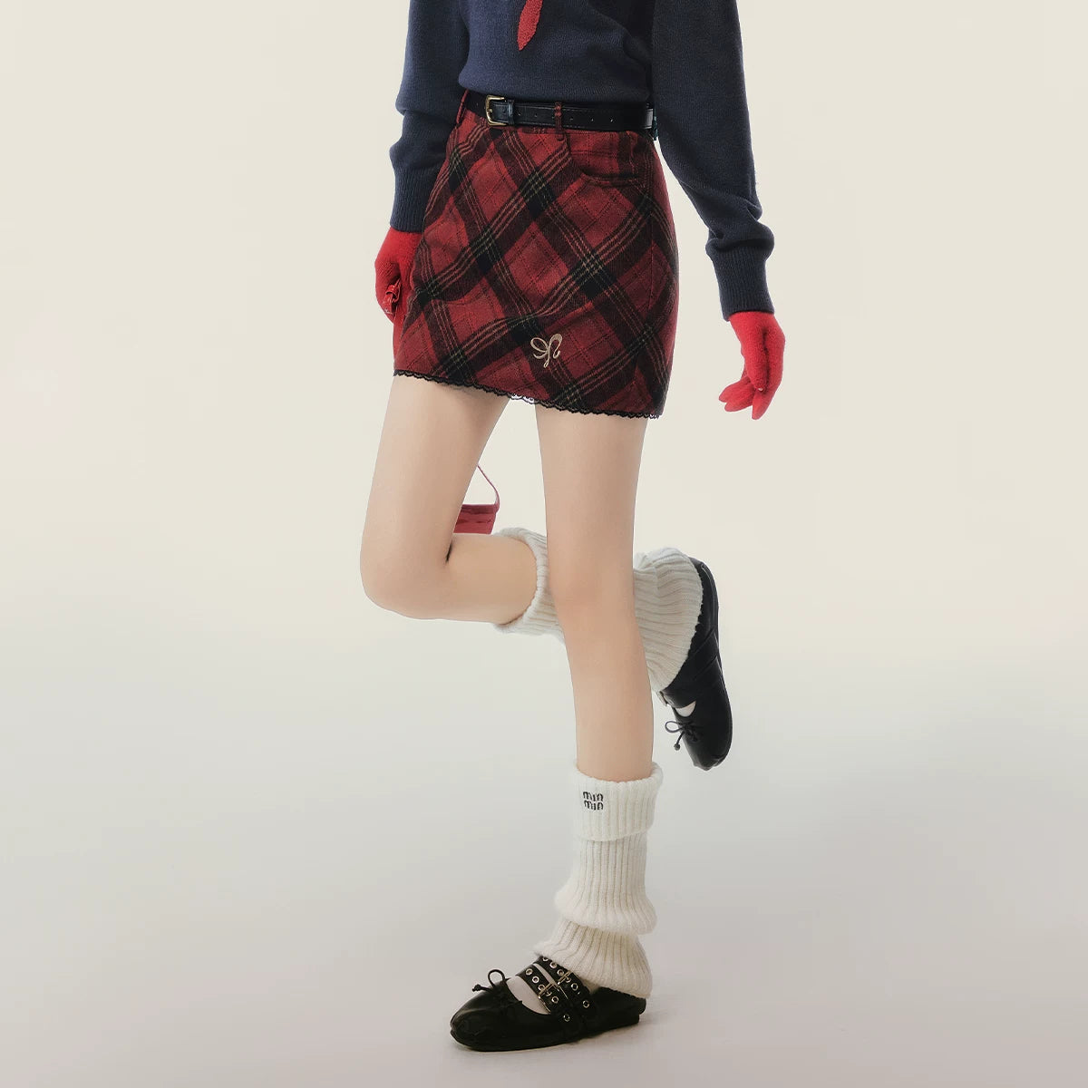 起毛チェック柄スカート