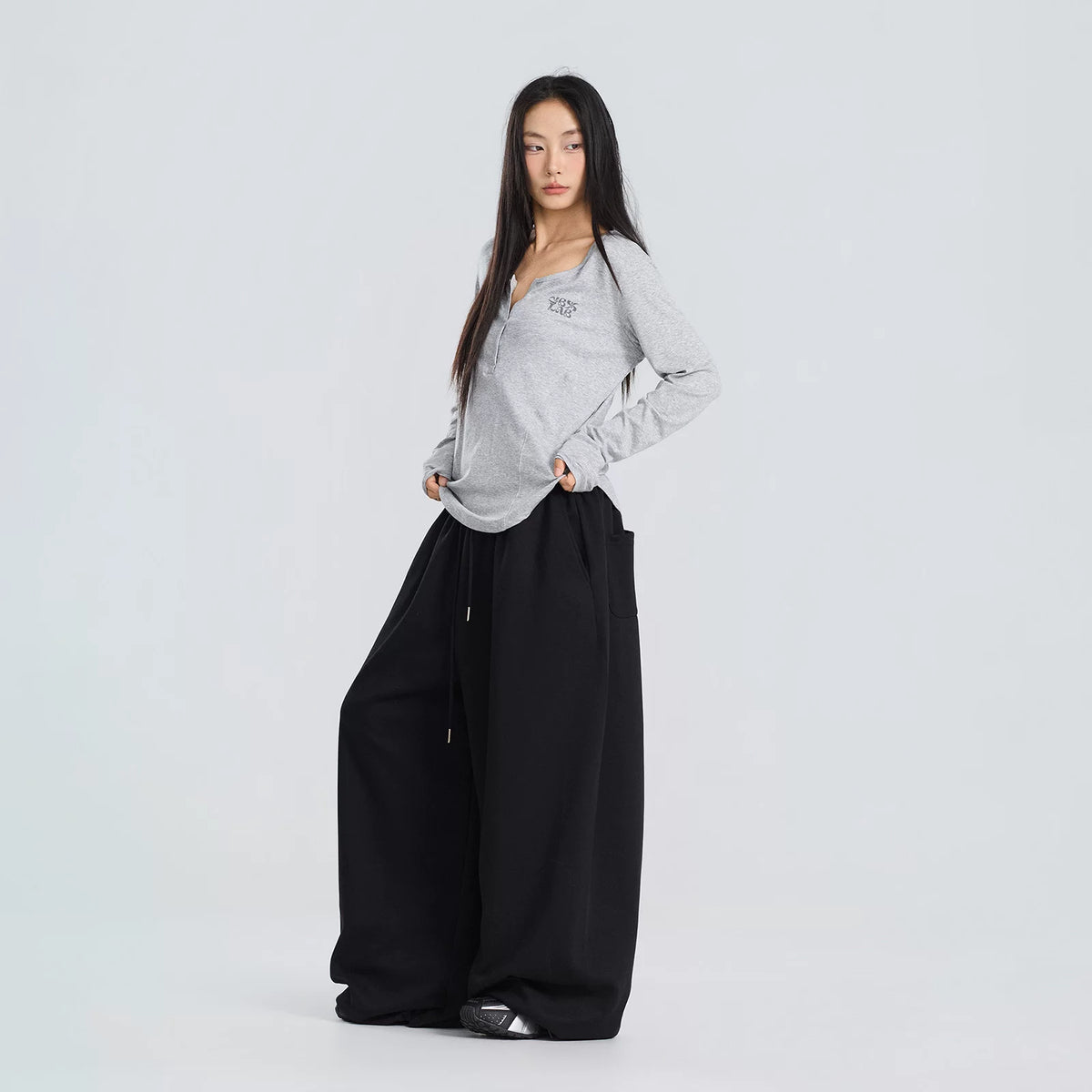 綿混ロングパンツ