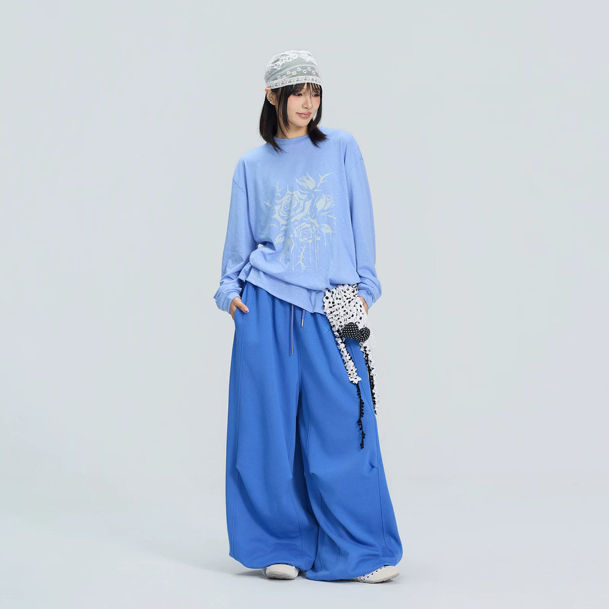 ローズプリント長袖トップス