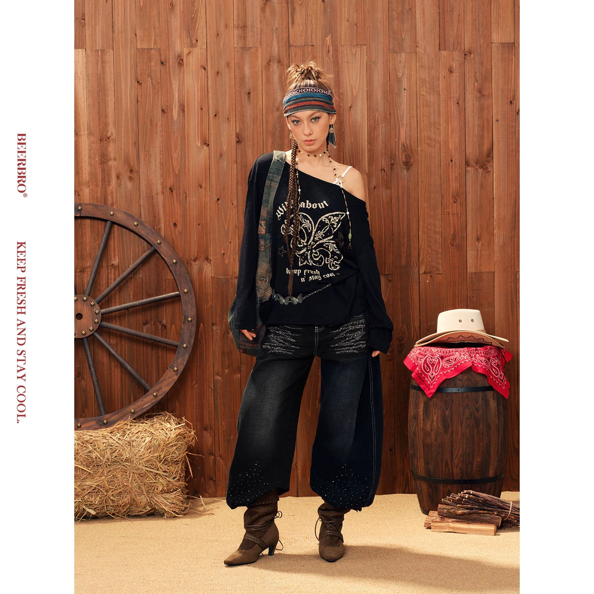 アシンメトリー ワンショルダー 薄手Tシャツ 2点セット