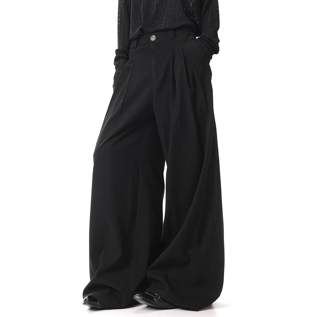 タック入りワイドスラックス（ロング丈）