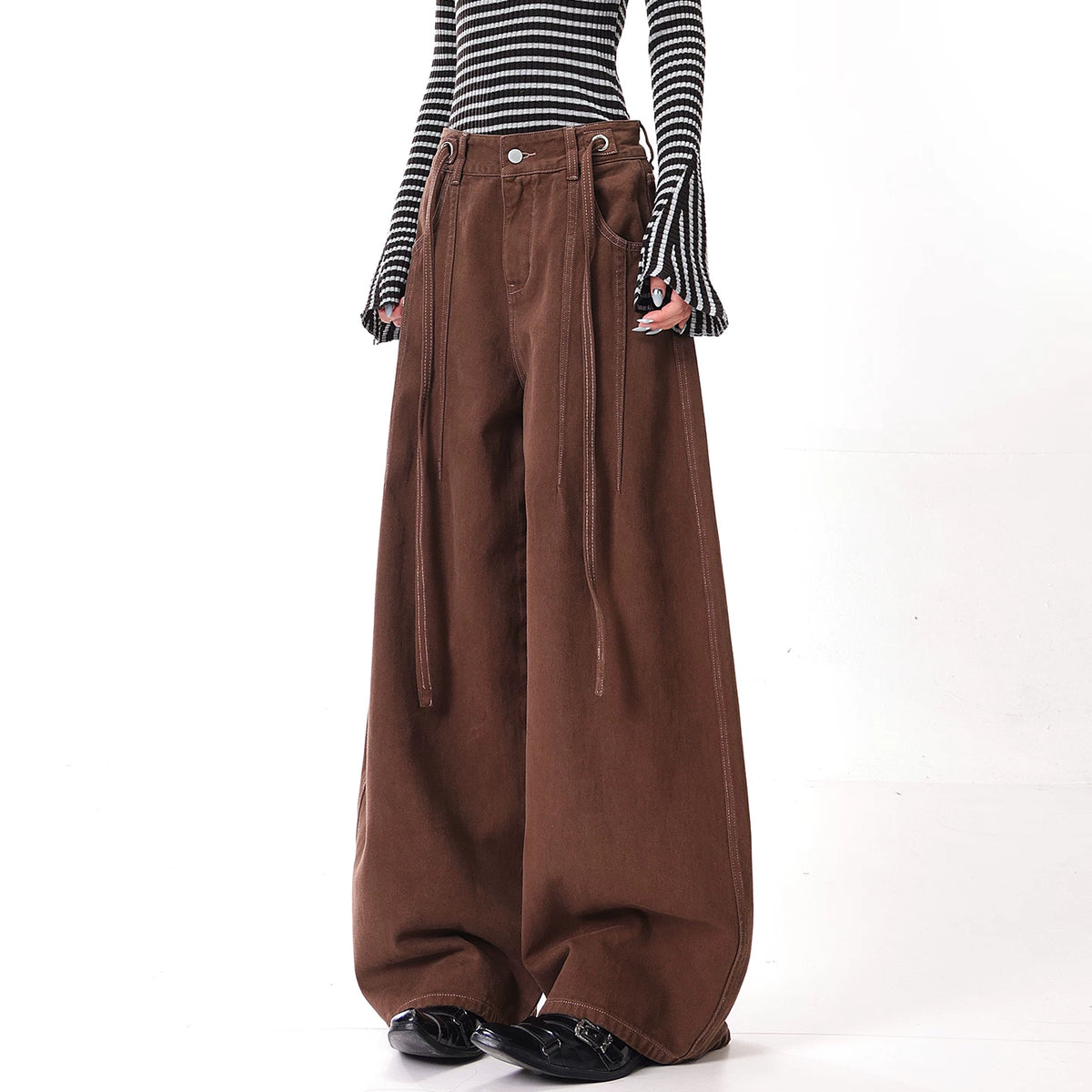 ハイウエストワイドデニムパンツ（ロング丈）